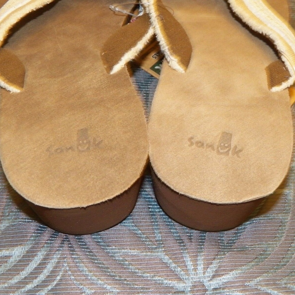 SANUK Fraidy Wedge Tan Sandal Womens New - Picture 5 of 6